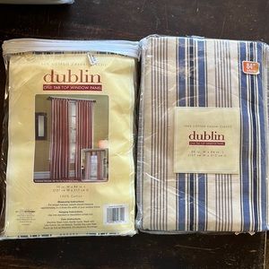 Dublin cream and blue striped curtains